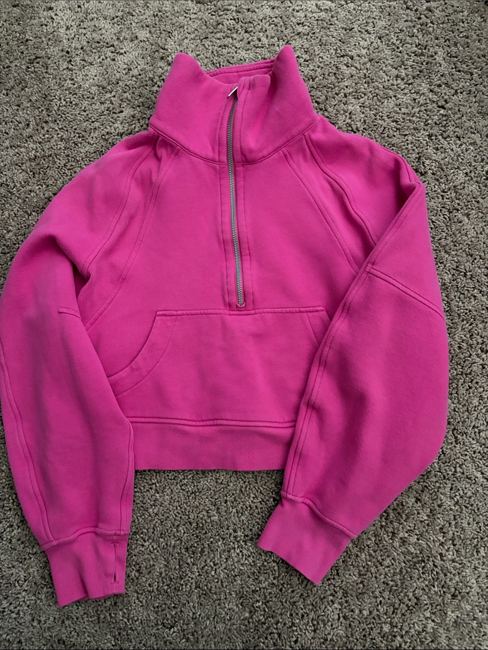 lululemon athletica Bright Pink Half-Zip Cowl Pullover